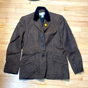 Vintage wool brown tweed blazer jones New York 8p velvet collar